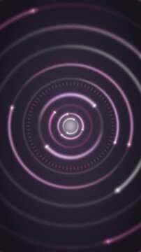 Glowing Concentric Loading Rings UI Radial Progress Spinner Seamless Loop in calm magenta tones vertical 9:16