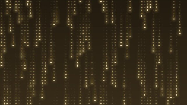 Falling digital code rain glowing streaks seamless loop in subtle gold tones