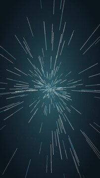 Warp speed hyperspace starfield flight seamless loop in calm teal tones vertical 9:16