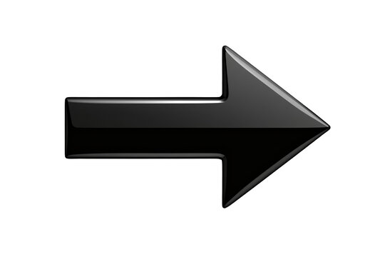 Large glossy black arrow pointing right
