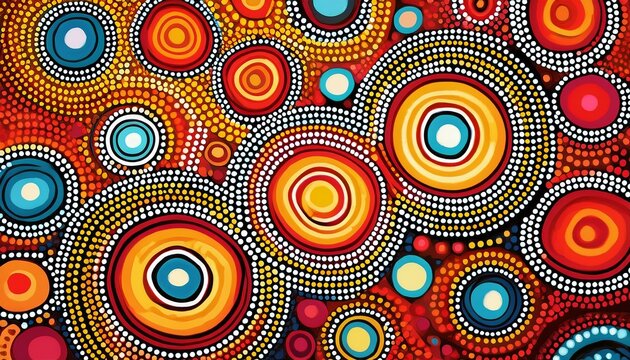 aboriginal style of dot painting abstract colorful background