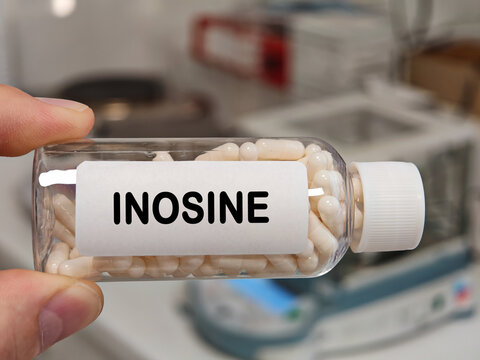 INOSINE hard capsule purine nucleoside supplement for metabolic and immune support in a pharmaceutical factory quality control lab