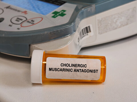CHOLINERGIC MUSCARINIC ANTAGONIST antimuscarinic drug class for overactive bladder gastrointestinal spasms and secretion control inside pharmacy laboratory