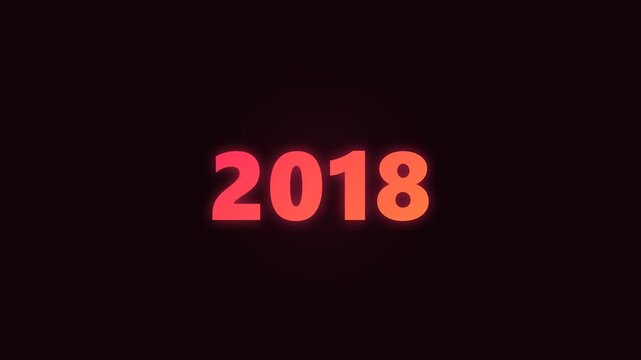 Orange neon digital years sequence from 2004 to 2033 on black