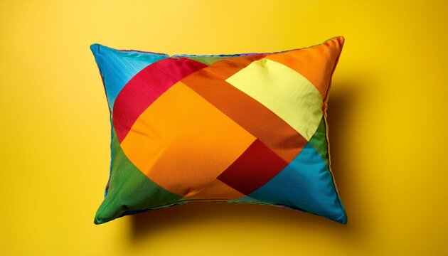 abstract colorfull cushion on a yellow background