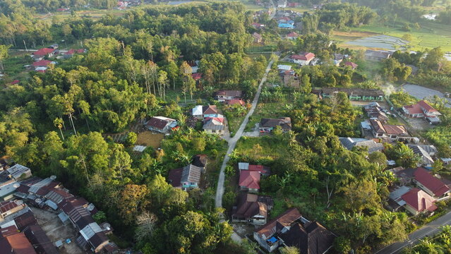 Aerial view of a Lasi village, Bukittinggi, West Sumatra, Indonesia