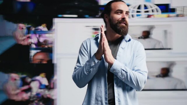 An ambitious social media user connects with a global audience on a smartphone, using visual storytelling and branding tools to strengthen online influence and achievement.