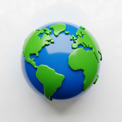 Fototapeta premium Stylized 3D Earth globe spinning on white background