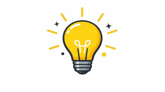 A cartoon-style drawing of an idea bulb filled with stars, indicating inspiration or a great thought. The bulb has a thought bubble above it, suggesting the concept is being shared or communicated.