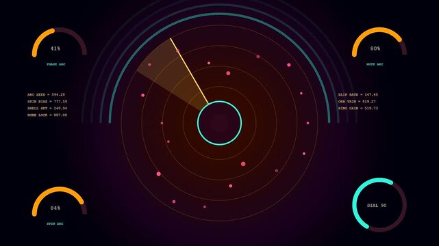 Signal shielding monitors flicker across three dark displays showcasing shifting radar telemetry loops with pulsing circular gauges and scrolling numeric data streams within a virtual interface