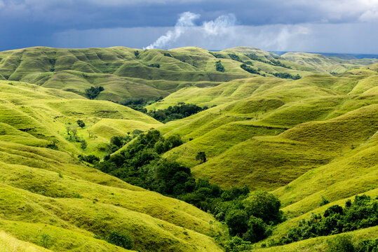 Rolling landscape in the Warinding Hills, East Sumba Regency, East Nusa Tenggara, Indonesia