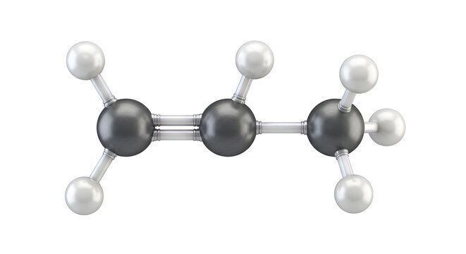 Photorealistic 3D Render of Propylene (Propene) Molecular Structure Isolated on White Background