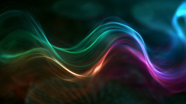 Abstract Colorful Glowing Wave Background with Smoke Effect