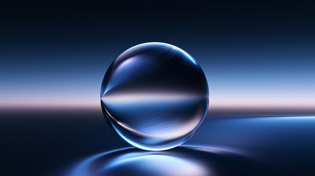 Glowing Glass Sphere Reflecting Light on Futuristic Dark Background