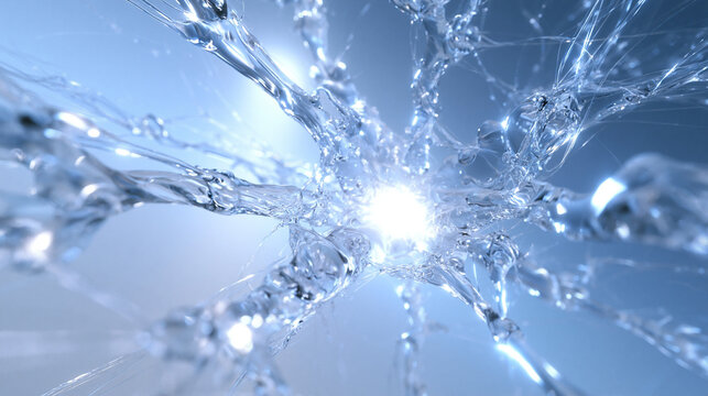 Abstract Water Splash Bursting with Bright Central Light