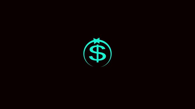 Animated Dollar Sign Icon Neon Line Finance Money Currency Symbol on Black Background 4K Motion Graphics