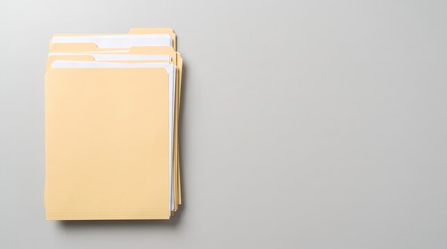 Neatly stacked manila folders holding important documents on a clean desk