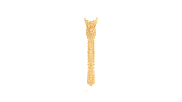 Gold Dragon Bangle Ornate Circular Bracelet Isolated 3D Illustration