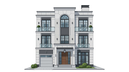 Fototapeta premium Modern Luxury Townhouse Isolated