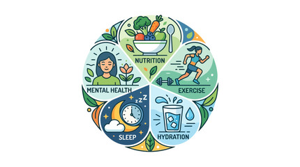 Fototapeta premium Healthy Lifestyle Circle Illustration