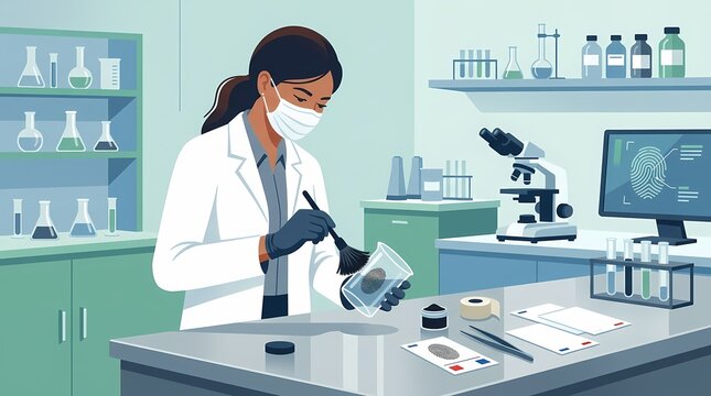 Forensic Scientist Examining Evidence in a Modern Laboratory.