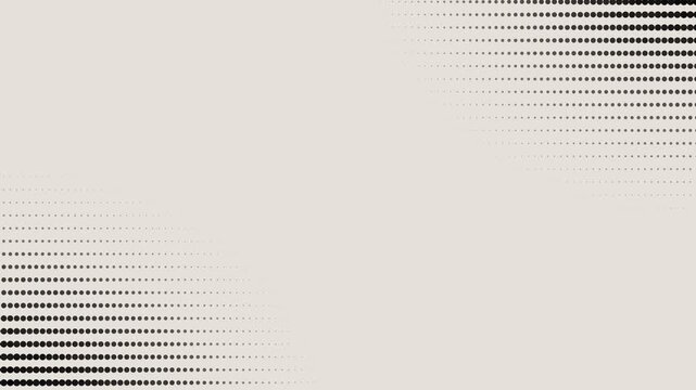 A beige surface with black halftone dot patterns in the top-right and bottom-left corners that fade toward the center of the frame. 