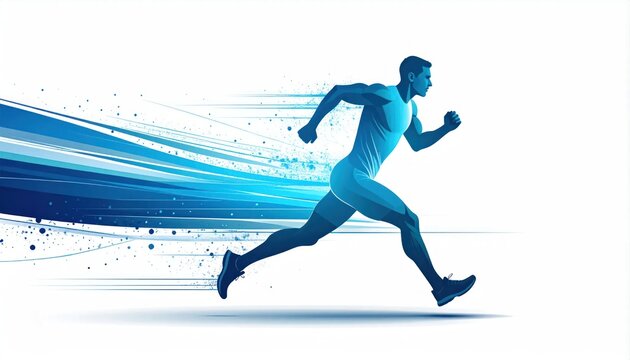 Abstract silhouette of a male runner sprinting.