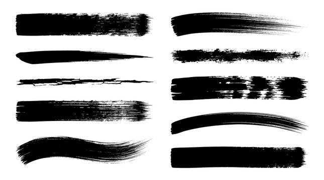 Collection of Hand Painted Ink Brush Strokes for Artistic Design Projects