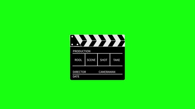 Clapperboard Icon Loop Animation on Green Screen