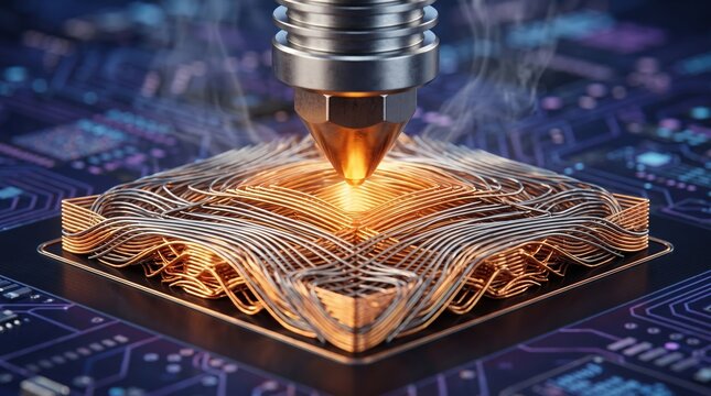 High-Tech 3D Printing of a Microchip with Glowing Circuits and Additive Manufacturing Technology