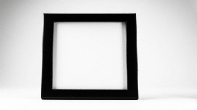 Minimalist black square frame sits centered on a clean white background. This empty border offers space for custom content or product placement.