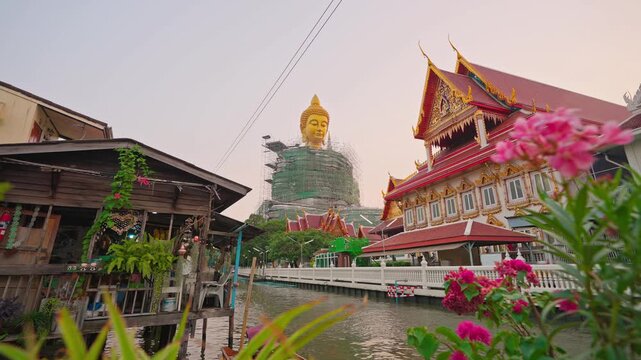 Thailand temple Wat Paknam Phasi Charoen famous landmark and popular travel destination Bangkok, Thailand