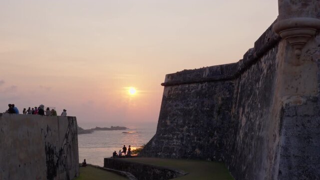 Sunset between the walls of San Felipe del Morro Castle, Old San Juan, Puerto Rico.