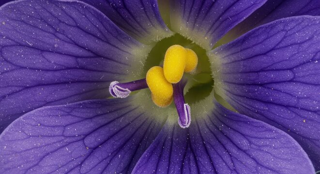 Close-up of a vibrant yellow flower with purple petals against dark background.