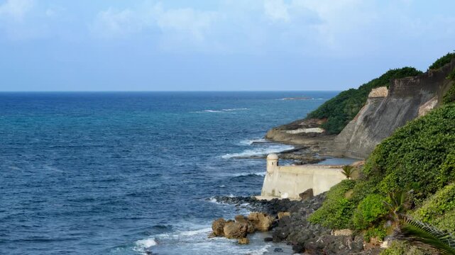 Devil's sentry box, blu sea and Sky, San Cristobal castle, Old San Juan, Puerto Rico
