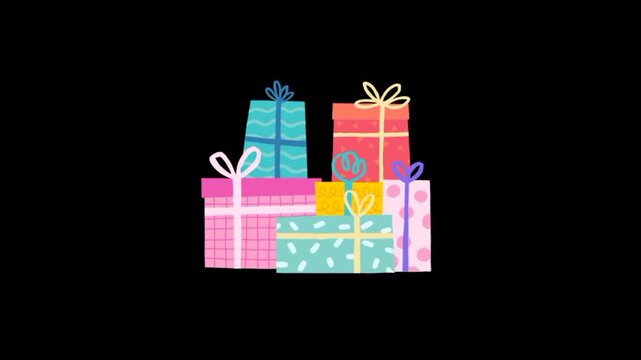 Multiple gift box bundle icon animation