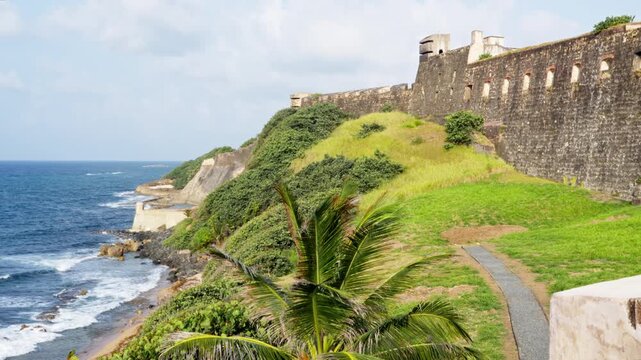 Devil's sentry box and the north wall of San Cristobal Castle, Old San Juan, Puerto Rico