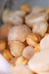 Fototapeta premium Close up texture of macadamia and roasted chickpeas