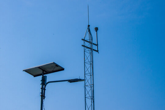 Solar Powered Street Light and Lightning Rod Tower