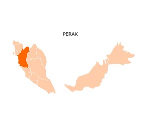 Perak State Highlighted on Malaysia Map for Vector Illustration Isolated on White Background © Muhamad Afzamiman