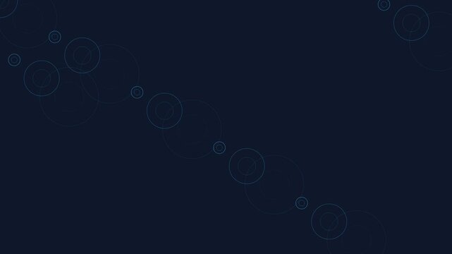 Concentric circle outlines moving in diagonal patterns across a deep blue abstract background