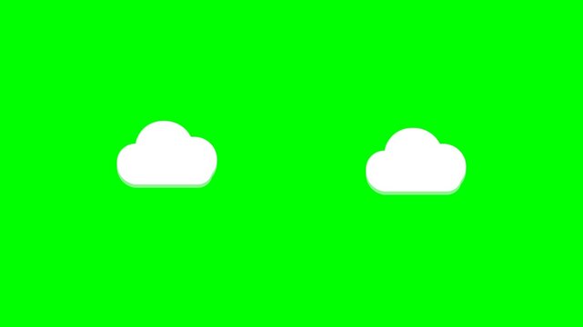 Animated rain to rainbow weather transition with clearing clouds and magic sparkles on green screen chroma key background in 4K