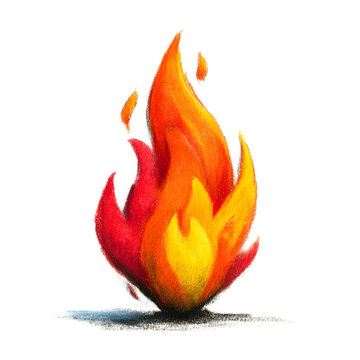 Vibrant Hand-Drawn Fire Illustration on Black Background