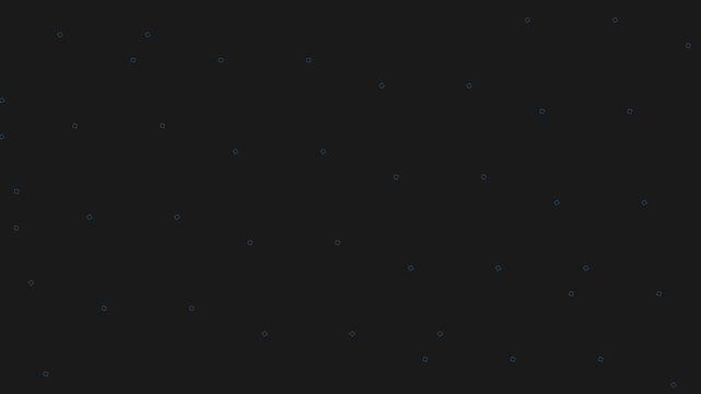 Minimalist digital rain with blue geometric particles falling on a black background