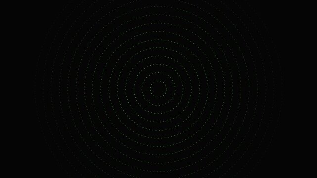 Minimalist digital radar echo with concentric dotted circles expanding on dark background