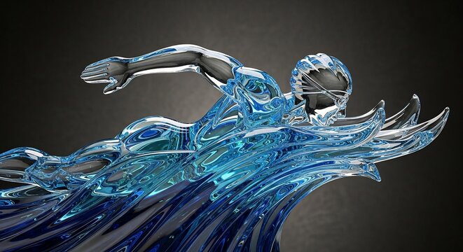 Swimming figure sculpture artwork