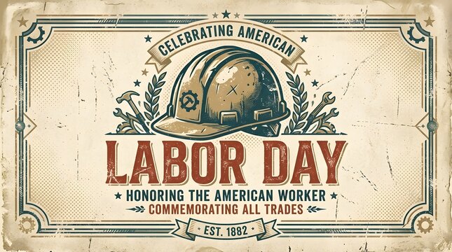 Vintage labor day poster honoring the american worker