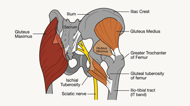 Human Gluteus Muscle Anatomy Illustration