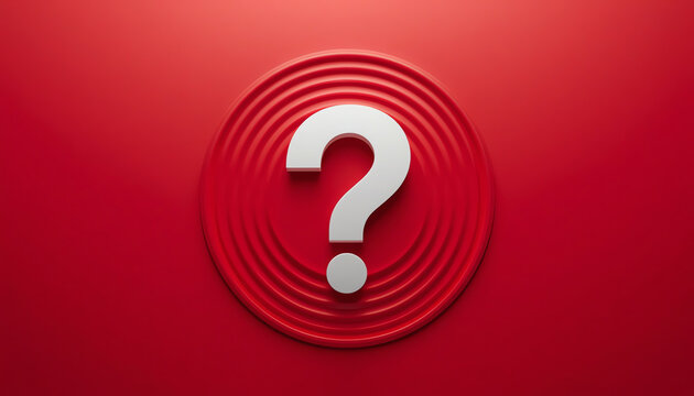 Material with an embossed background of question marks and question mark outlines. 