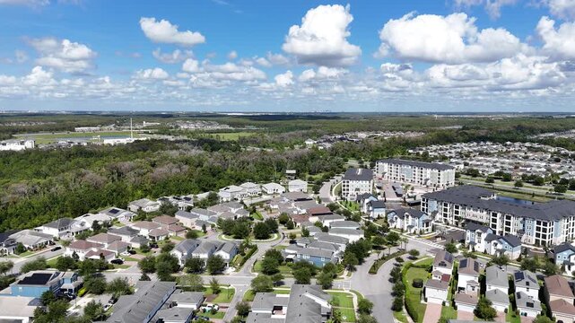 Newly constructed homes and apartments in the fast expanding Lake Nona area of Orlando in Orange County, Florida.	
